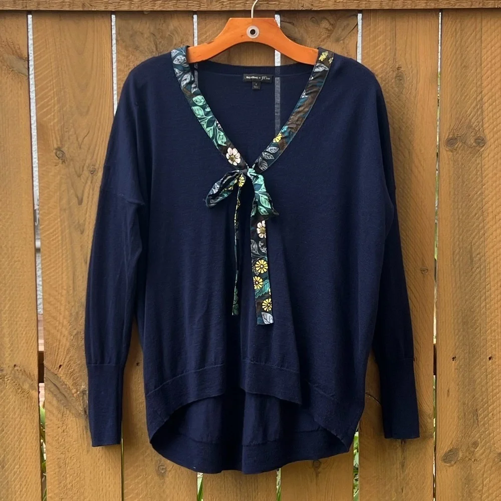 S Abigail Borg for J. Crew Merino Wool Draped Sweater with Bow